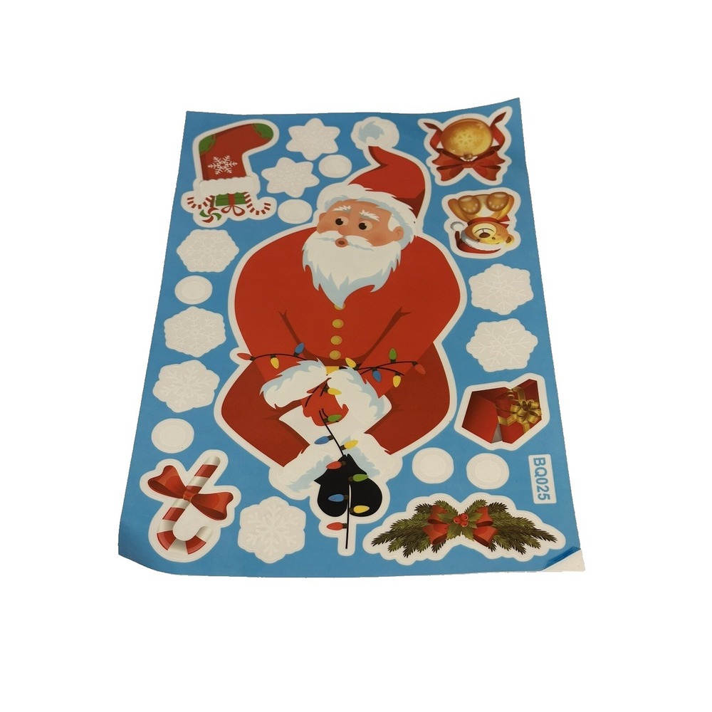 New Christmas Window Craft Stickers Santa Claus Snowflakes Winter Holiday Decals